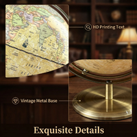 Globe terrestre rotatif antique de 8 pouces en plastique avec support métallique, 720°, décoration de bureau et de maison, certifié CE ROHS