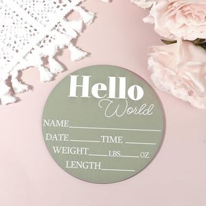 Cartello annuncio nascita 'ciao mondo' in legno 7.08 \ "oggetto personalizzato foto neonato per Baby shower inciso <span class=keywords><strong>nome</strong></span> del bambino - Product Image 3