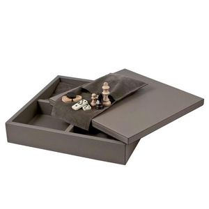 Échiquier en cuir léger luxe haut de gamme en cuir Pu échiquier échecs <span class=keywords><strong>Domino</strong></span> boîte boîte de rangement à double usage - Product Image 5