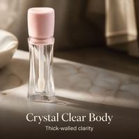 Tube de brillant à lèvres de luxe rond blanc rose vide 5ml avec bouchon à vis en plastique et base transparente – Contenant cosmétique en gros pour brillant à lèvres