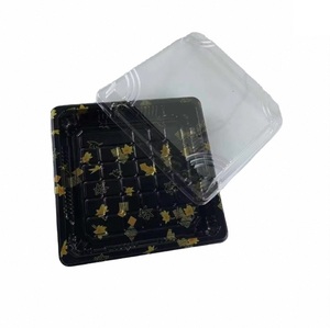 Benutzer definierte Mode gedruckt Einweg Kunststoff <span class=keywords><strong>Sushi</strong></span> Box Tablett Golden Maple Leaf Lebensmittel behälter mit Deckel zum Mitnehmen Verpackung