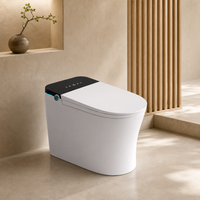 WC intelligent en céramique allongé avec chasse d'eau automatique, siège chauffant, séchage à l'air, télécommande, compatible S-Trap et P-Trap inclus