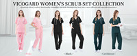 Ensemble de gommage dentaire et de beauté, haut à col en V avec poche poitrine, pantalon extensible confortable pour le travail en salon, spa, clinique