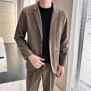 Costume en laine pour homme automne-hiver, style mature raffiné, manteau en laine épaisse pour homme, costume décontracté coréen - Product Image 3