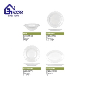 Chine usine nouvelle assiette à soupe en forme de tournesol 9 pouces assiette à pâtes profondes en verre <span class=keywords><strong>opale</strong></span> blanc plat blanc pur résistant à la chaleur - Product Image 2