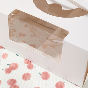 Tùy chỉnh màu trắng Kraft Giấy Bánh Bao bì hộp với nắp trong suốt và xử lý Cube hộp cho lát bánh <span class=keywords><strong>cupcake</strong></span> Mousse Cheesecake - Product Image 5