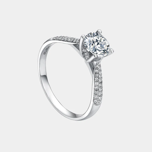 Anillo de Diamantes con Baño de Plata de Lujo, Elegante Anillo de Cristal Brillante para Mujer, Anillo de Compromiso, Aniversario, Boda - Product Image 1
