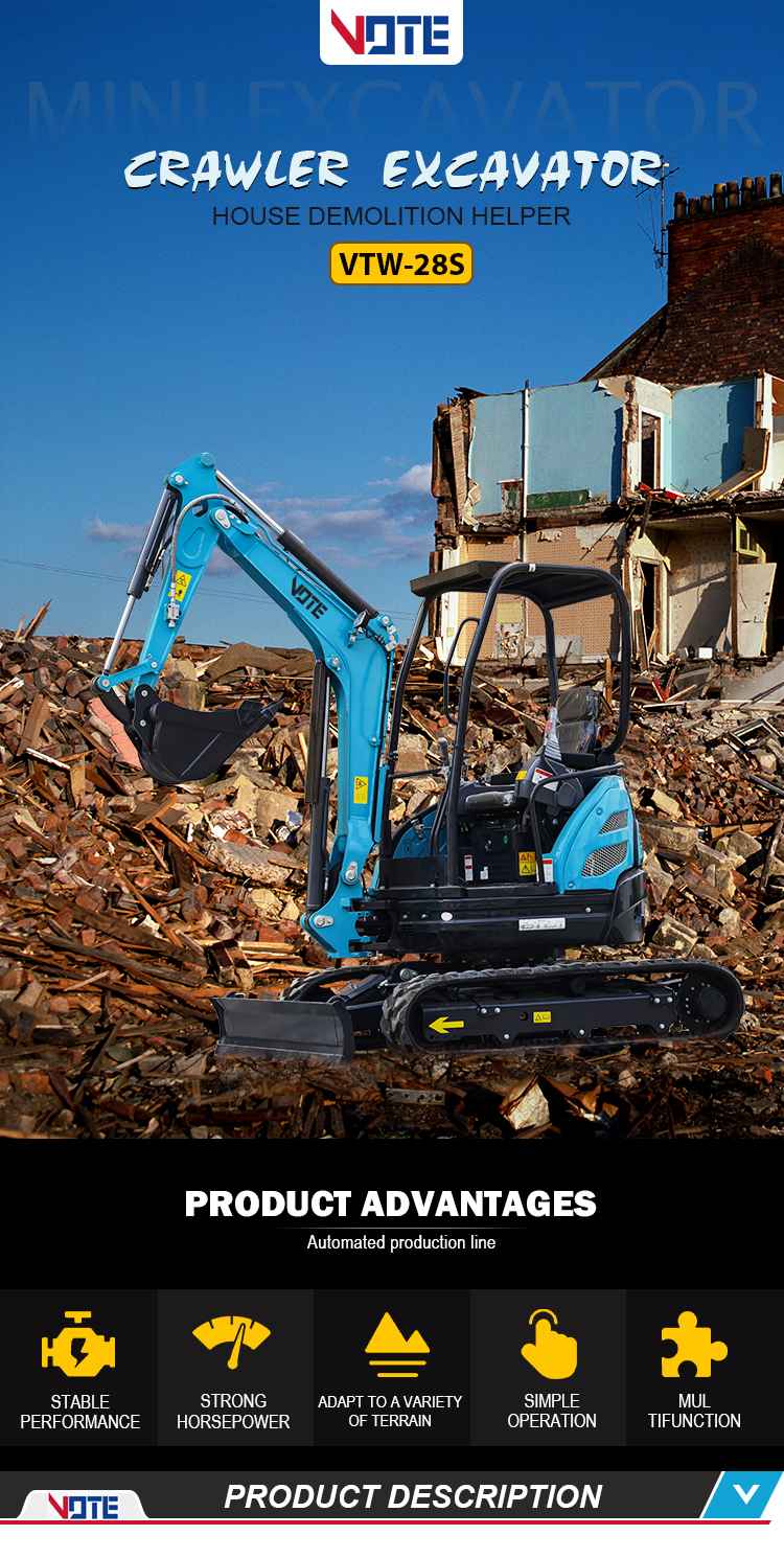 Hydraulic 2.8 ton crawler mini excavator mini digger EPA parts constitute high efficiency excavator price Romania