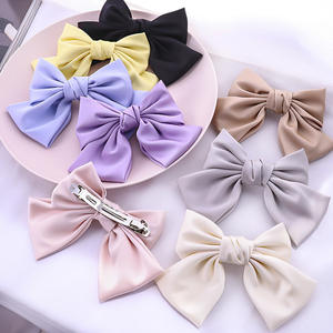 Barrettes à cheveux en satin soyeux pour femmes, grands nœuds, pinces à cheveux françaises, rubans de couleur unie, accessoires pour filles - Product Image 1