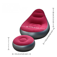 Fauteuil gonflable moderne et confortable avec repose-pieds assorti, siège pneumatique pliable et portable pour dortoir, chambre et extérieur