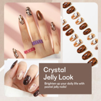 AIERFEI 24 faux ongles ovales, design tendance pour nail art, ongles à presser, effet œil de chat, faux ongles, design personnalisé accepté