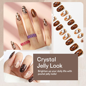 AIERFEI Kattenogen Kunstnagels Aanbrengnagels Schattige Ovale Vorm Kunstnagels Luipaardprint Nagels China Nagelfabriek - Product Image 5