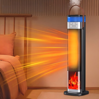 Nuevo Calentador de Torre PTC con Humidificación Atomizada, Efecto de Llama de Chimenea 3D Simulado, Cobertura de 30m, Protección Contra Sobrecalentamiento