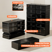 Armoire à chaussures portable en plastique noir WANUO, armoire à chaussures en plastique monobloc facile à installer, armoire à chaussures en plastique avec logo personnalisé