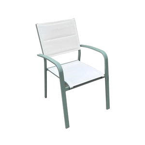 เก้าอี้อะลูมิเนียมสีเขียวมิ้นท์และผ้าเท็กซ์ไทล์สีขาว - Product Image 1