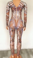 Combinaison scintillante pour femmes, justaucorps de danse élégant, vêtements de Performance de scène pour femmes, Sexy, Club, fête, moulante, combinaison une pièce