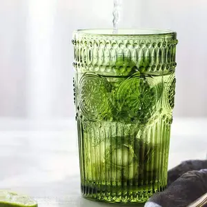 Kabartmalı romantik su cam bardak cam bardak 12 oz Vintage içme bardakları bardak seti için suyu içecek bira kokteyl