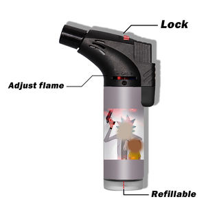 Techno Custom Logos Classic Popular Kitchen <b>Cheap</b> Camping Outdoor Barbecue Low MOQ Windproof Fillable Torch Lighter - Product Image 4