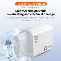 Chargeur mural super rapide 25W A+C avec protection OTP, prise EU, type-C PD pour téléphones mobiles et ordinateurs portables