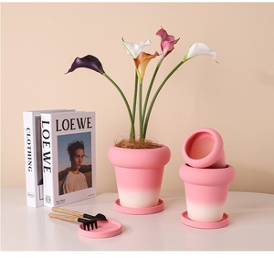 <span class=keywords><strong>Pot</strong></span> de fleurs en céramique rose à changement progressif de style nordique moderne, émaillé, écologique, respirant, 1-3L, pour orchidée Phalaenopsis, pour la maison - Product Image 6