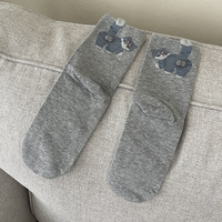 Chaussettes mi-mollet pour femme à motif chat mignon et original, en mélange de coton fin, absorbant la transpiration, style dessin animé amusant, printemps-automne