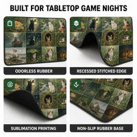 Tapis de jeu de table en néoprène 24 x 13,5 pouces, tapis de jeu de cartes TCG, base en caoutchouc antidérapante, bord cousu encastré, tapis de jeu de bureau