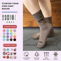 Chaussettes personnalisées avec logo Glacier, tricotées, à revers plat, antidérapantes, pour yoga, femmes, Reformer Pilates