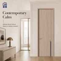 Porte intérieure moderne en bois grainé, ligne décorative verticale, résistante à l'humidité, insonorisante, pour hôtel et appartement