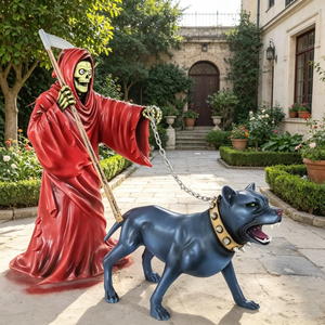 Escultura de Fibra de Vidrio, Gran Estatua Religiosa de Resina de la Santa Muerte, Artesaní<span class=keywords><strong>a</strong></span> Mexicana para Halloween - Product Image 4
