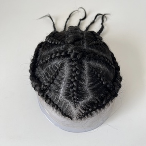 Emeda - Tupé <span class=keywords><strong>Afro</strong></span> Box Braids con Frente de Encaje BIO para <span class=keywords><strong>Hombre</strong></span>, Listo para Enviar, 8*10 Pulgadas # Cabello Remy Indio de 1 Color - Product Image 6