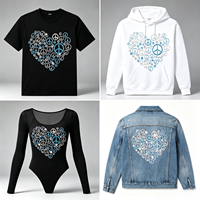 Transferts thermocollants premium en strass à dos plat 12 facettes, motif Cœurs, écologiques, pour appliques DIY sur vêtements