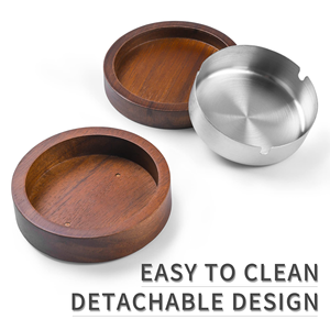 Custom <strong>Ashtray</strong> with Smokers Stainless Steel Liner Ash Tray Windproof Durable Easy to Clean <strong>Cool</strong> <strong>Ashtrays</strong> Wooden <strong>Ashtray</strong> with Lid - Product Image 4