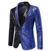 Manteau pour hommes européens et américains Costume à paillettes à couleur bloquée Costume Club Vêtements pour hommes Veste Manteau décontracté OEM