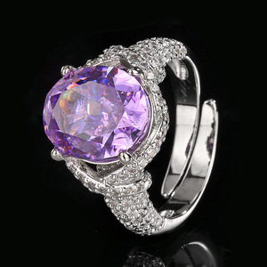 Anillos Ajustables de Cobre Chapado en Oro de 18K con Circonita Ovalada Toderi ZS1435 de 10*12mm con Corte de Flor Helada, Resistentes al Deslustre, para Mujer - Product Image 6