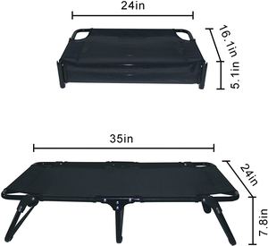 Lit pour chien rectangulaire classique avec velours et peluche, pliable, surélevé, lit pour animaux de compagnie surélevé, cadre en acier pour chiens et chats - Product Image 2