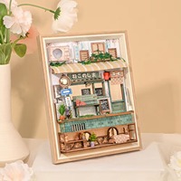 Hamaileon DIY Cadre de téléphone en bois Kit de modèle miniature Assemblé Maisons de poupées avec lumières pour la décoration de la maison ou les cadeaux d'amis