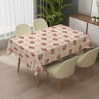 Nappe en vinyle robuste RNPT pour pique-nique extérieur, toile cirée beige à motifs floraux, rectangulaire, inodore, pour dîner en famille