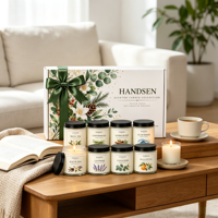 Ensemble de pots à bougies en verre, couvercles noirs et boîte de présentation botanique pour Noël, anniversaires et cadeaux de remerciement pour hôtesse
