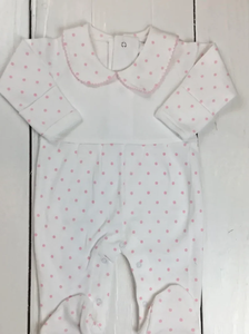 Monograma personalizado Baby Shower regalo bebé con cuello con Picot Trim Coming Home Sleeper niña recién nacida primer <span class=keywords><strong>traje</strong></span> de San Valentín - Product Image 2