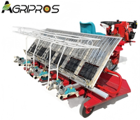 Transplanteuse de riz diesel autoportée 6/8 rangs, planteuse de riz paddy à moteur diesel avec espacement des rangs réglable pour terres en pente