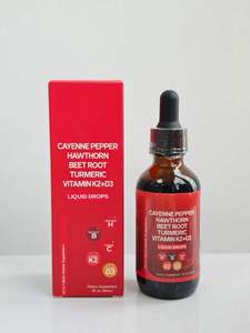 Oem ODM chiết xuất thảo dược 60ml Ớt Cayenne táo gai củ cải gốc nghệ vitamin K2 + D3 giọt chất lỏng - Product Image 2