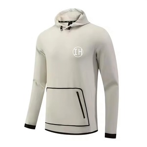Factory Men 100% Polyester Jogging Tracksuit Tops Casual Drawstring <strong>Pullover</strong> Hoodie Zipper Pockets Sweatshirts <strong>Army</strong> Green - Product Image 1