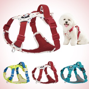 Harnais pour animaux de compagnie, style gilet, pour petit chien, réglable, sangle de poitrine réfléchissante, rouge, bleu, vert, bleu lac, blanc cassé - Product Image 1