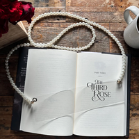 Porte-livre portable en PVC tendance avec sangle en perles et ruban, couverture de page imprimée en soie, cadeau pour les amoureux