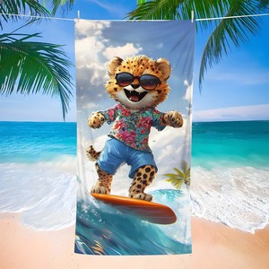 Tùy Chỉnh Kích Thước Lớn Dày Sợi Nhỏ Nén Thân Thiện Với Môi Nhanh Khô Cá Mập Bohemian Mô Hình In Bãi Biển Khăn Tắm Dành Cho Người Lớn Bơi - Product Image 3