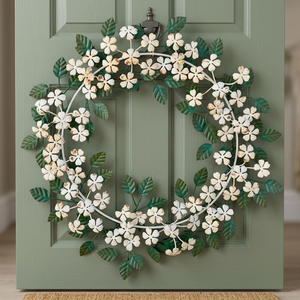 Corona Floral Rústica de Metal, Redonda, Hecha a Mano, Decorativa, con Flores, para Colgar en la Pared, Paquete Individual - Product Image 3