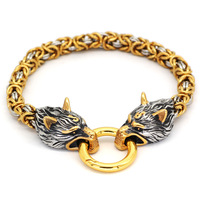 Bracelet Viking Loup Celtique Homme Titane Acier Noeud Celtique Bangle Nordique Vintage Bijoux Gros Yiwu Tendance Mode