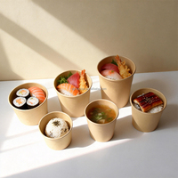 Bol en papier kraft personnalisé avec logo, conteneur alimentaire pour soupe chaude jetable imprimé sur mesure, 8 oz, 12 oz, 16 oz, 18 oz, 24 oz