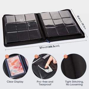 Carpeta de piel sintética con cremallera y 12 bolsillos para tarjetas coleccionables, con <span class=keywords><strong>384</strong></span> bolsillos, álbum de tarjetas impermeable para MTG, YuGiOh, TCG - Product Image 5
