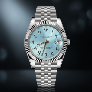 นาฬิกา Dayjusts สีเงิน Iceblue พร้อมโลโก้ ขนาด 41 มม. ใช้กลไก Seiko NH35 หน้าปัดแบบ MOD สายหนัง ตัวเรือนสแตนเลสสตีล กันน้ำสำหรับดำน้ำ - Product Image 2